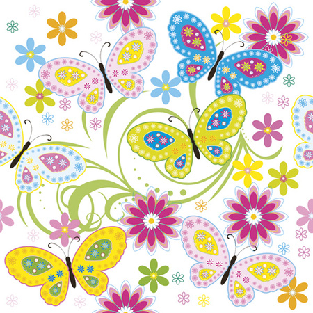 Servilletas Daisy, colección de todo el año, Mariposas con Flores, 33 x 33 cm, 20 uds.