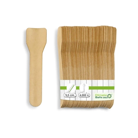 Cucharita de papel para helados, 9,5cm, marrón, 4000 unidades.