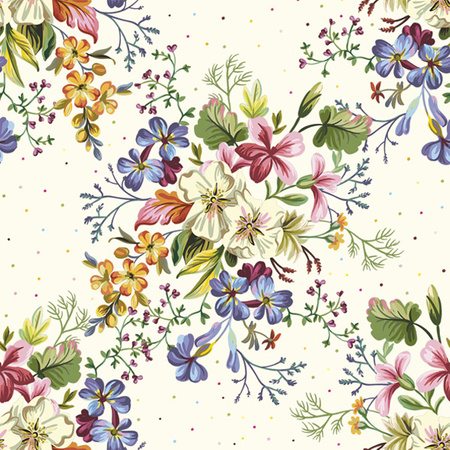 Servilletas Daisy, colección anual, Flores delicadas con mini lunares, 33 x 33 cm, 20 unidades.